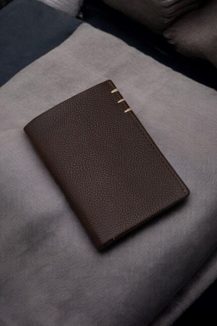 Premium handmade leather wallet in brown color with sleek design