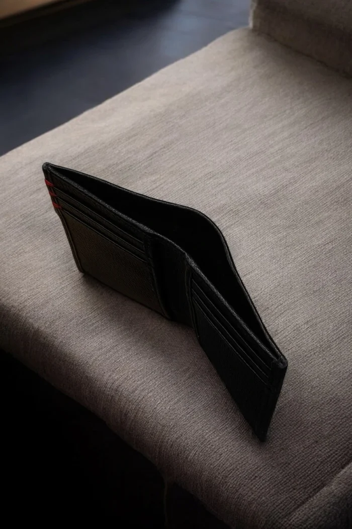 Dollar Red Stitch Black Premium Leather Wallet in Pakistan