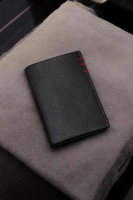 Dollar Red Stitch Black Premium Leather Wallet in Pakistan
