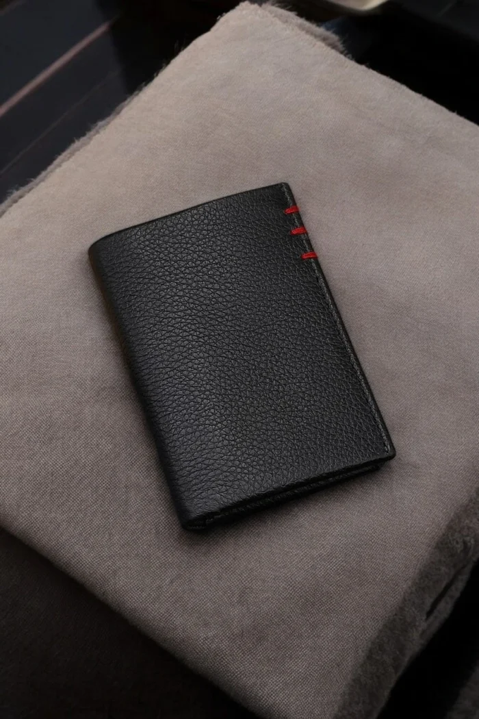 Dollar Red Stitch Black Premium Leather Wallet in Pakistan