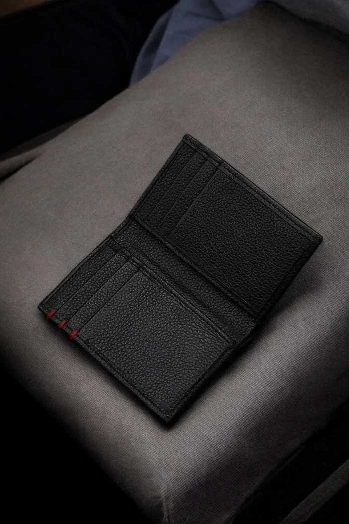 Dollar Red Stitch Black Premium Leather Wallet in Pakistan